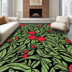 Red Apples Green Leaves Pattern Rug