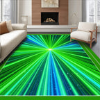 Radiant Green Blue Light Streaks Rug