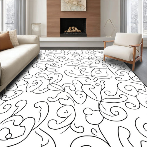 Abstract Swirling Vine Pattern Design Rug