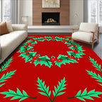 Festive Holly Berry Wreath Pattern Rug