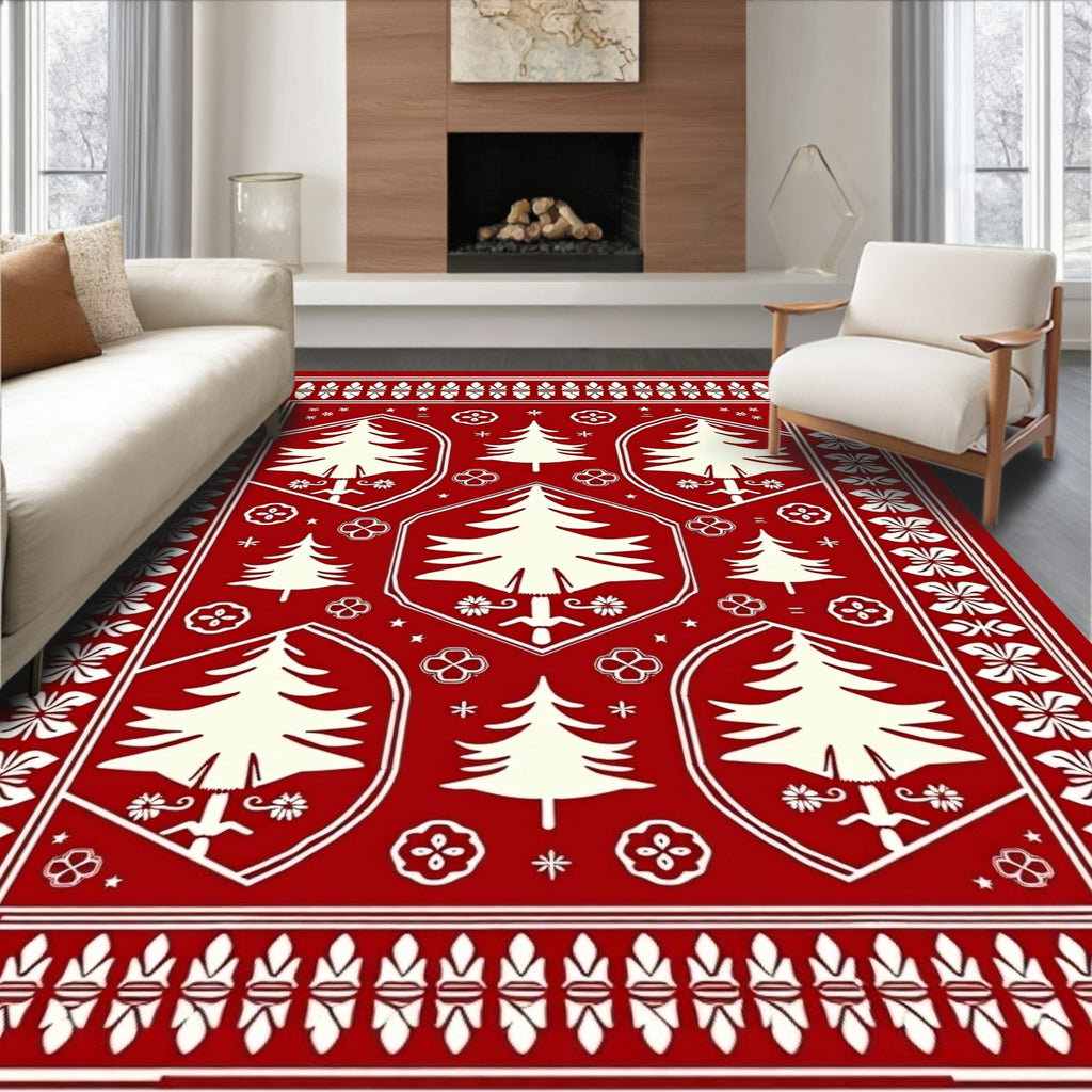 Festive Tree Border Design Rug