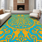 Opulent Gold Floral Medallion Pattern Rug