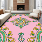 Pink Floral Medallion Pattern Rug