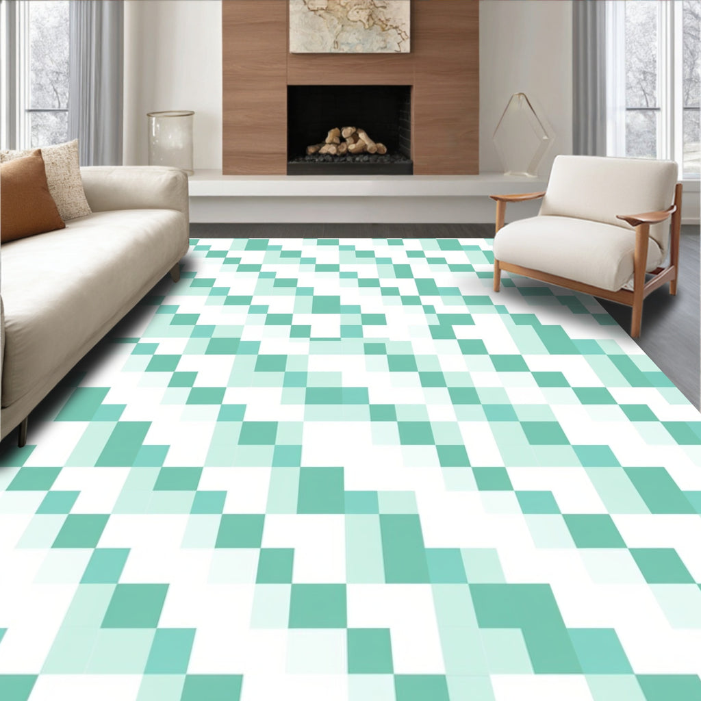 Diagonal Geometric Square Pattern Art Rug