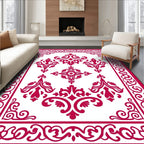 Regal Elaborate Crimson Floral Patterns Rug