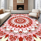 Red Pink Floral Mandala Style Rug