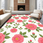 Pink Floral Nature Pattern Rug