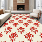 Classic Red Floral Damask Pattern Rug