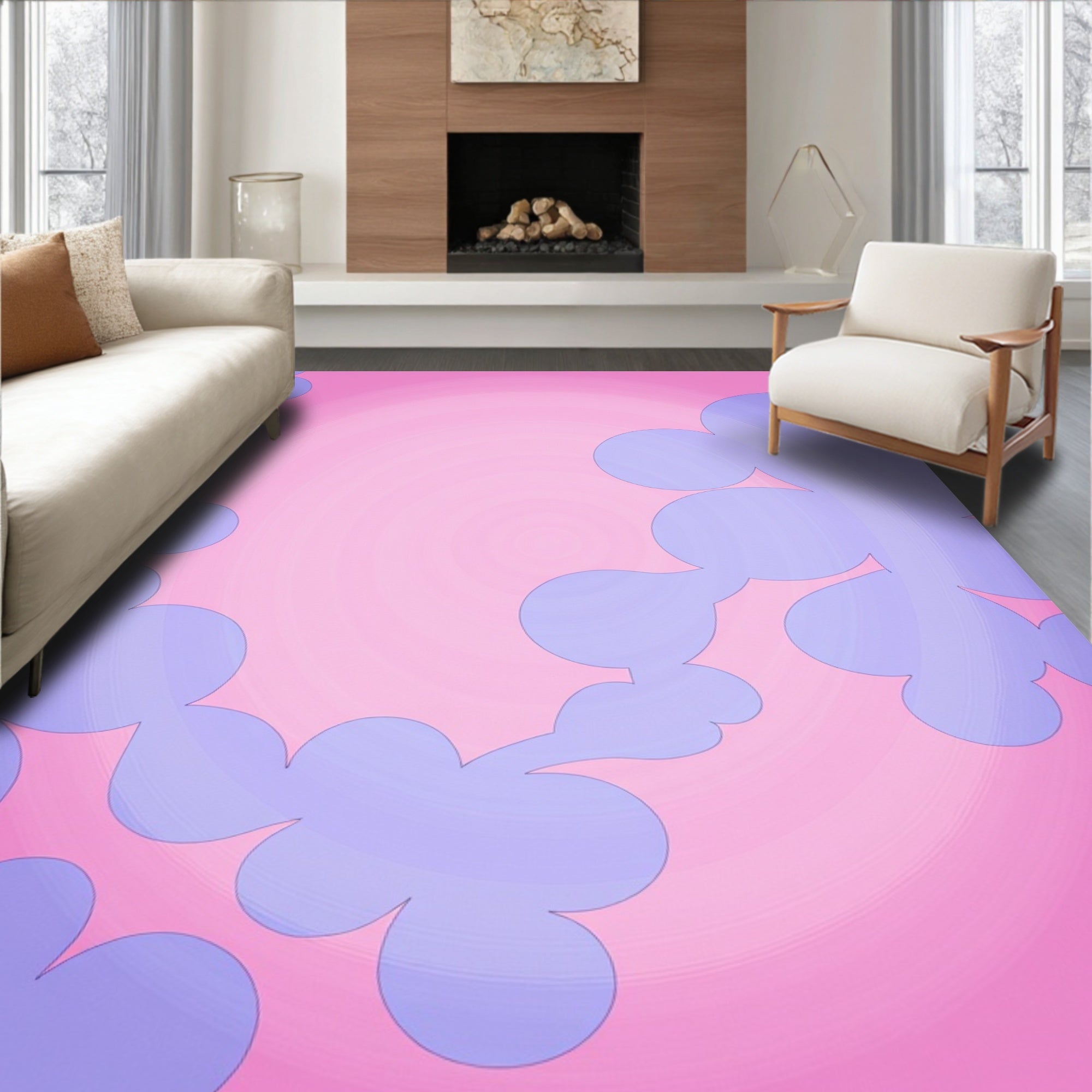 Soft Blurry Cloud Pattern Rug