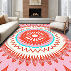 Radiant Pink Orange Starburst Mandala Rug