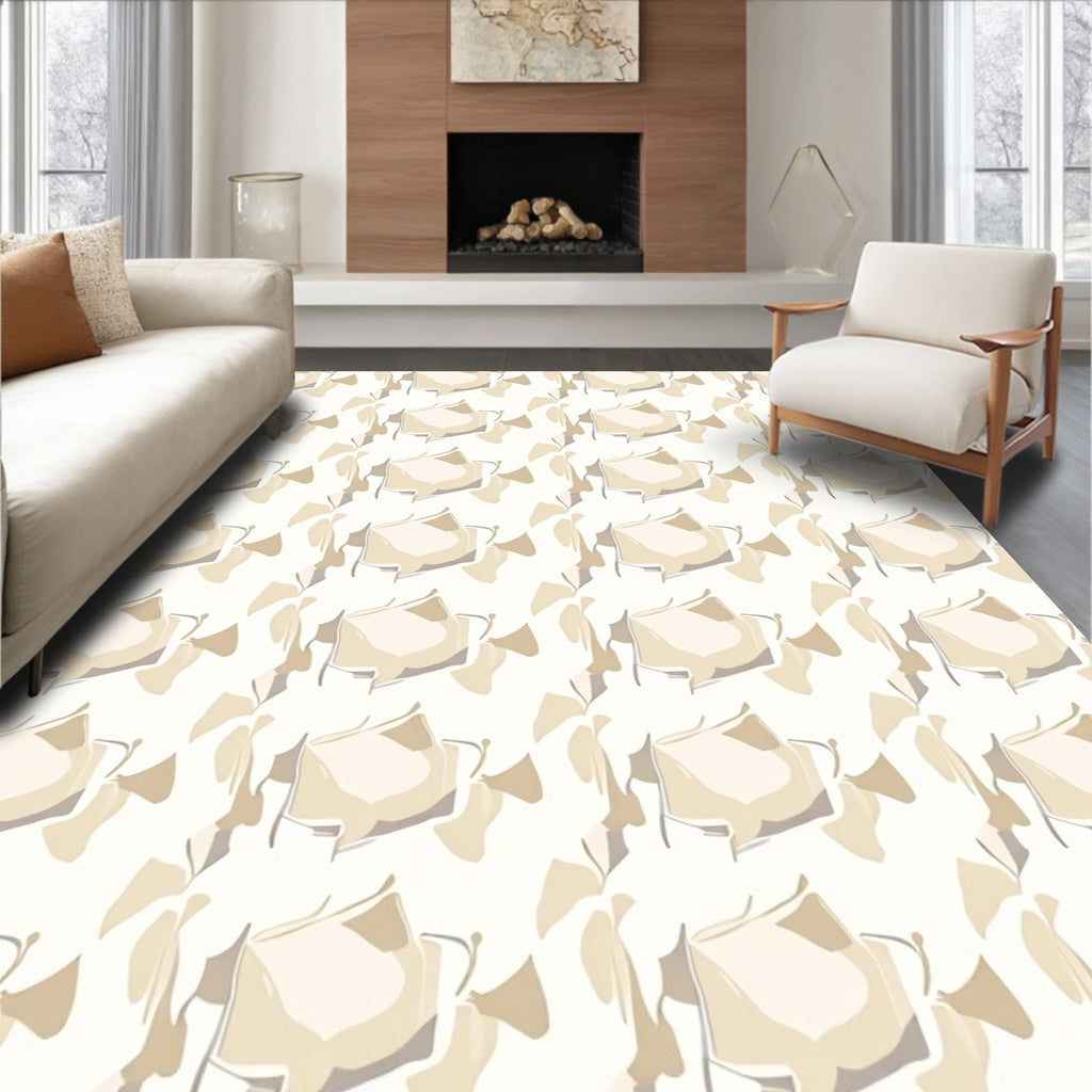 Soft Beige Abstract Organic Pattern Rug