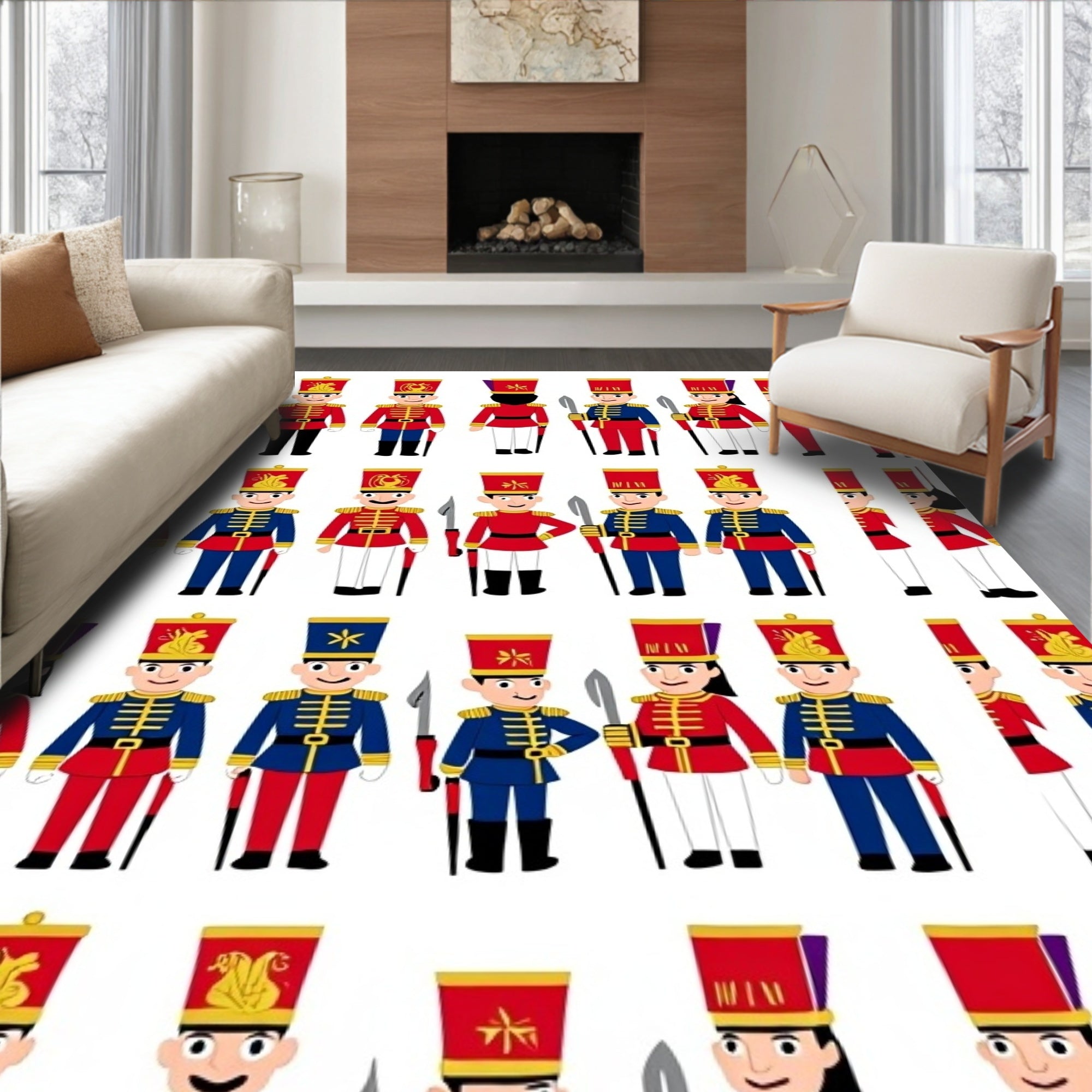 Festive Soldier Pattern Design Rug