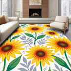Bright Sunflower Patterned Folk Art Rug