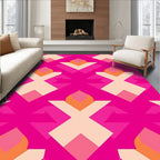 Vibrant Pink Geometric Blossom Pattern Rug
