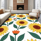 Bright Yellow Sunflowers Floral Pattern Rug