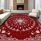 Ornate Red White Mandala Design Rug