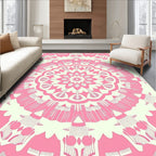 Pink Floral Mandala Pattern Rug