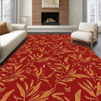 Ornate Red and Gold Floral Pattern Rug