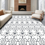 Intricate Black White Repeating Pattern Rug