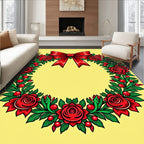 Floral Wreath With Red Bow Rug