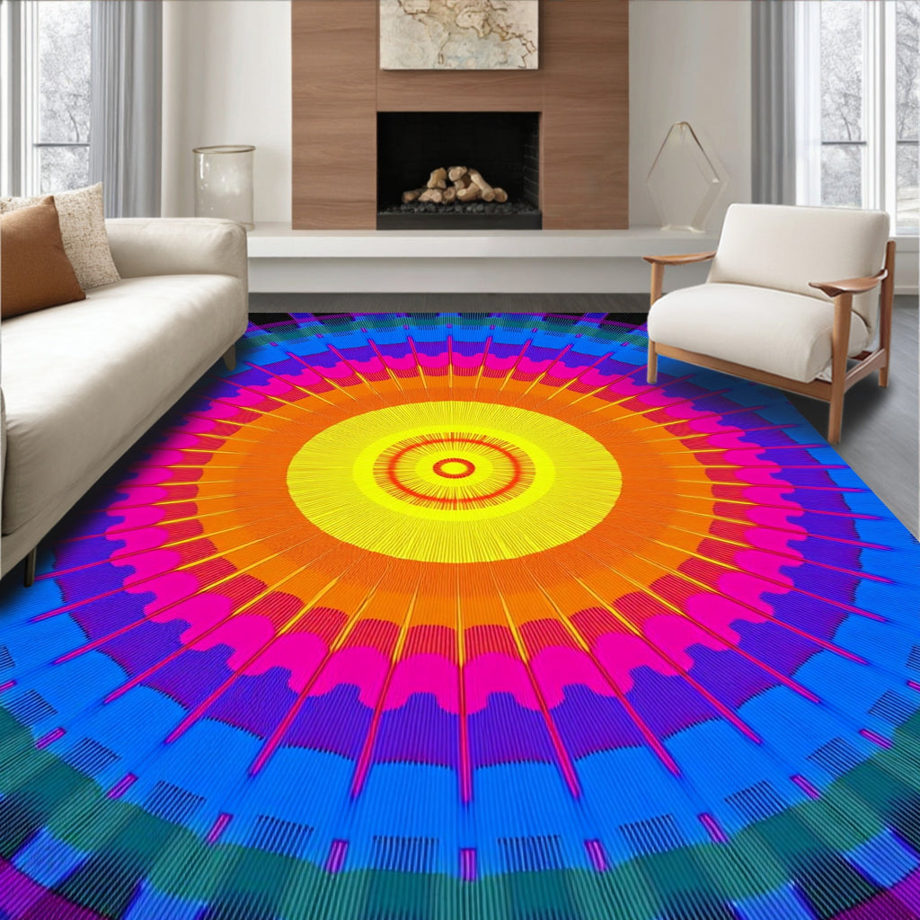 Vibrant Radial Sunburst Pattern Design Rug