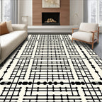 Modern Black Grid Dot Pattern Rug