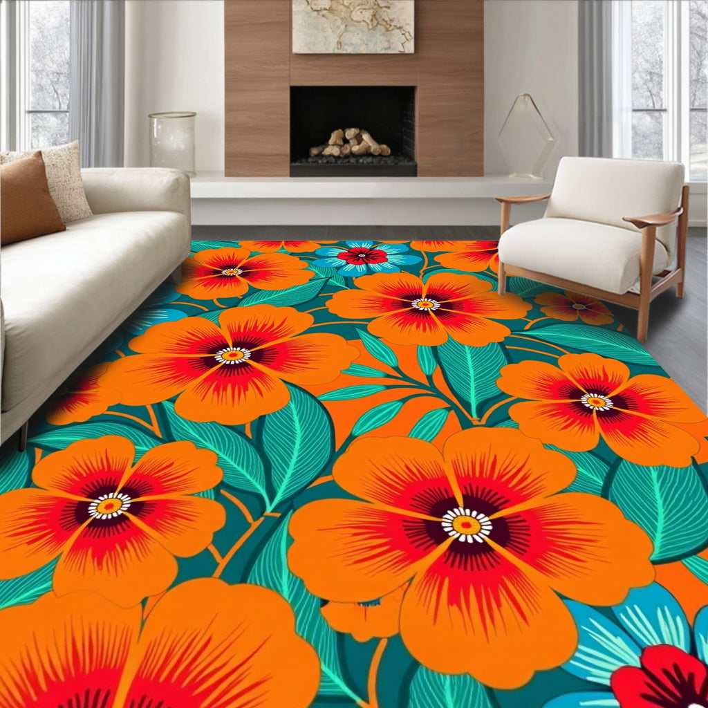 Vibrant Floral Pattern Design Rug