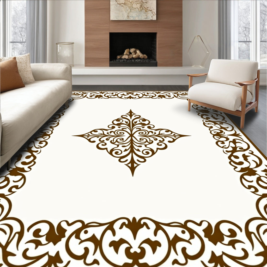 Ornate Scrollwork Decorative Square Rug