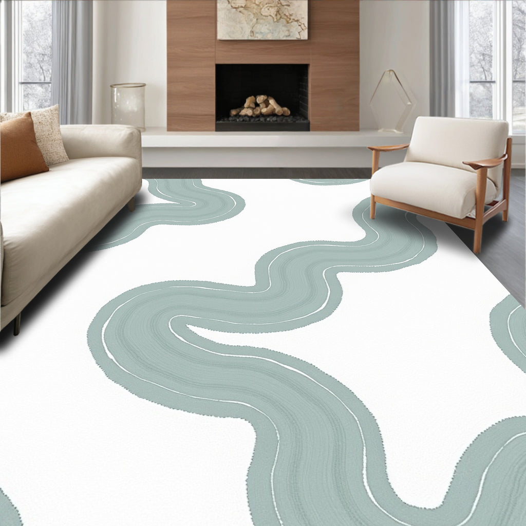 Serene Wavy Pattern Abstract Design Rug