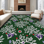 Nature Inspired White Floral Pattern Rug