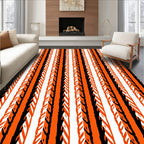 Bold Orange Black White Stripe Design Rug