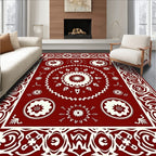 Crimson Mandala Patterned Rug