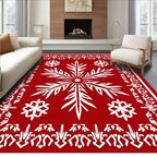 Red Floral Snowflake Pattern Rug