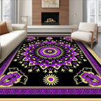Vibrant Purple Yellow Mandala Pattern Rug