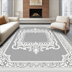 Ornate White Filigree Design Rug