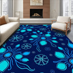 Abstract Floral Design With Blue Tones Rug
