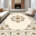 Ornate Gold Floral Scrollwork Rug