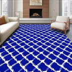 Diagonal White Grid Pattern Rug