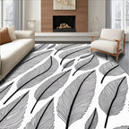 Feather Pattern In Black And White Rug