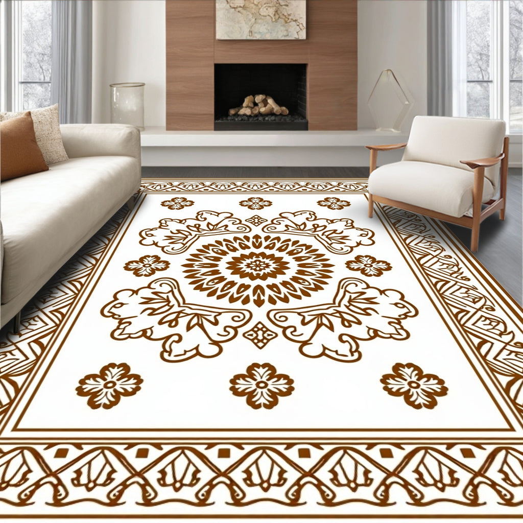 Classic Floral Mandala Border Design Rug