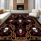 Gothic Skull Rose Ornate Design Rug
