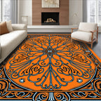Ornamental Fiery Starburst Pattern Rug