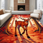 Autumn Forest Deer Pattern Rug