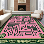Pink Maze Geometric Pattern Rug