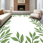 Green Leafy Branch Border Rug