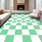 Mint Green White Geometric Pattern Rug