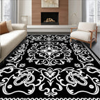 Classic White Floral Scrollwork Pattern Rug