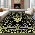 Ornate Golden Skull Baroque Frame Rug