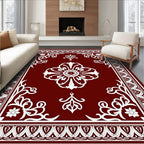 Elegant White Floral Medallion Design Rug