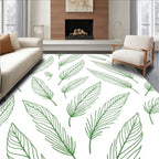 Green Feather Line Art Pattern Rug